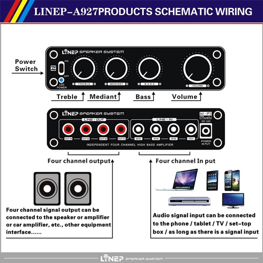 A927 Independent Four-channel Sound Effector(Black)