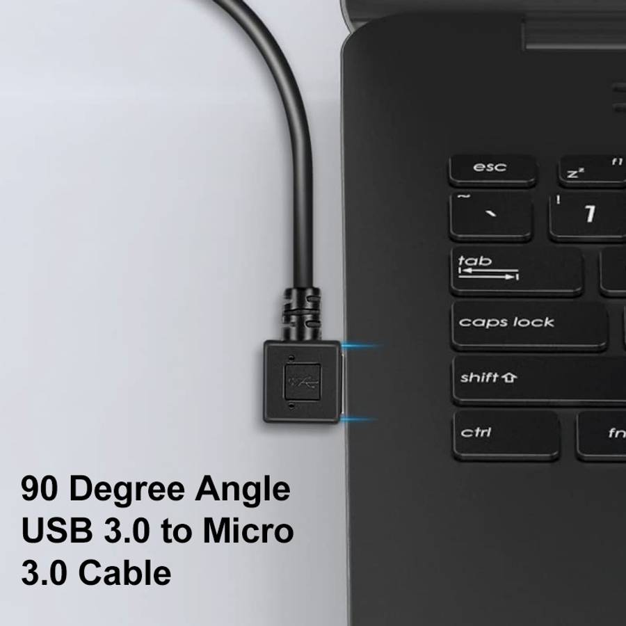 26cm 90 Degree Right Angle USB 3.0 to 90 Degree Right Angle Micro 3.0 Data Cable for Galaxy Note I