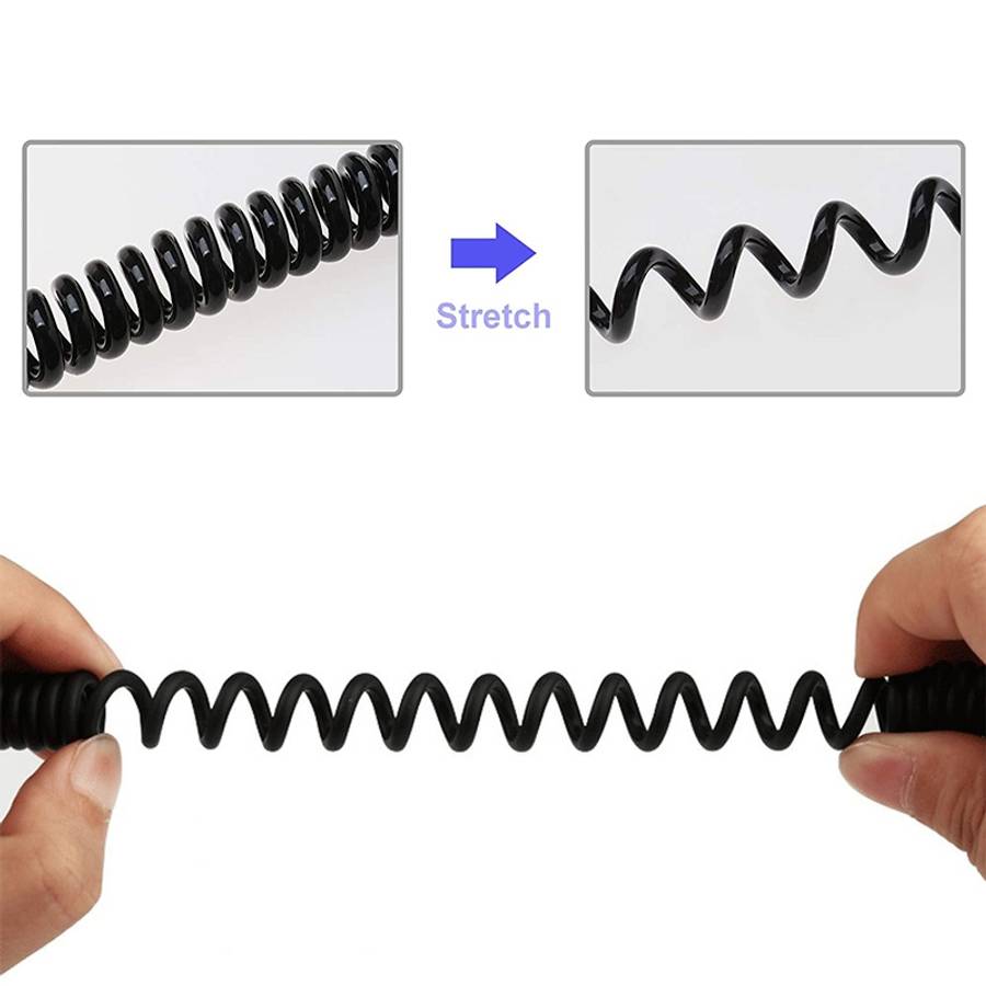 2m Micro USB Data Sync Charging Coiled Cable / Spring Cable(Black)