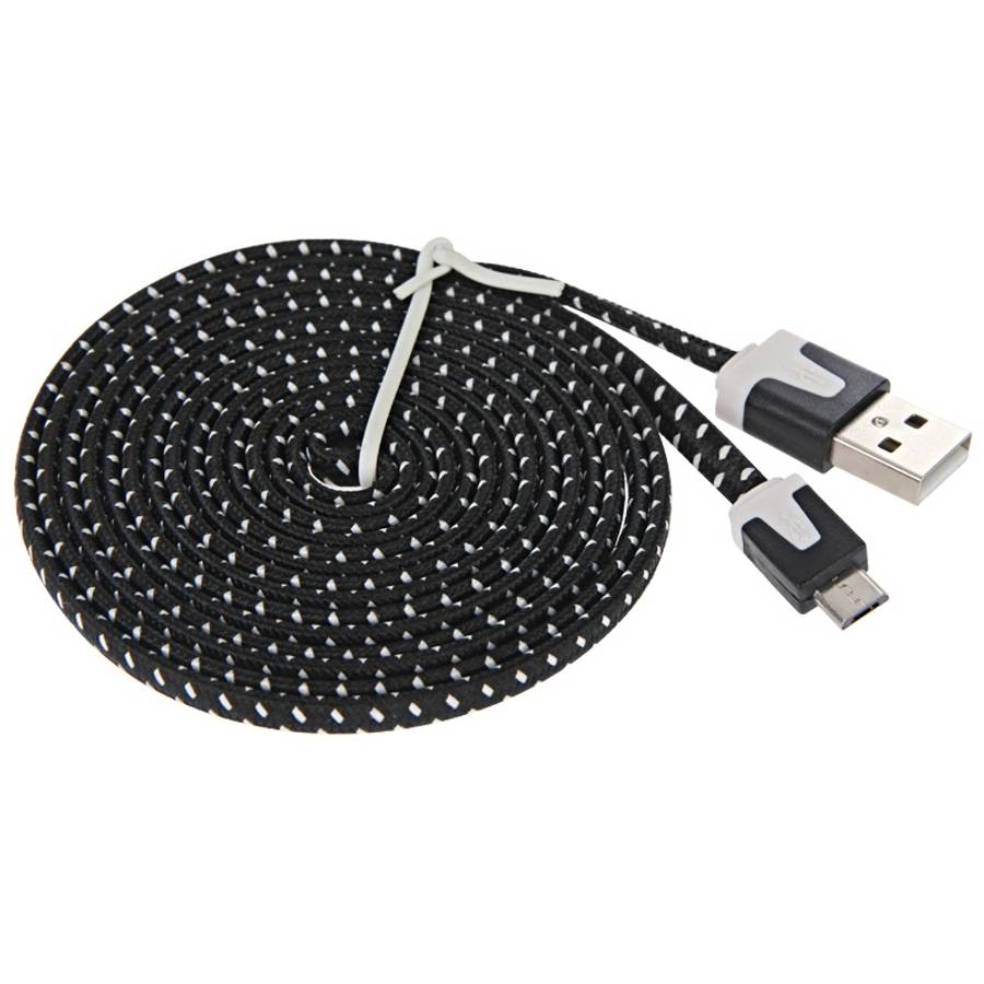 2m Woven Style Micro USB to USB Data / Charging Cable(Black)