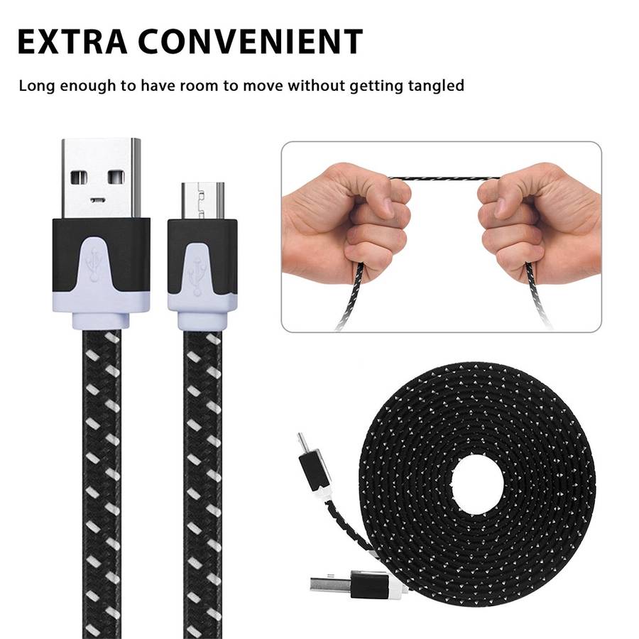 2m Woven Style Micro USB to USB Data / Charging Cable(Black)