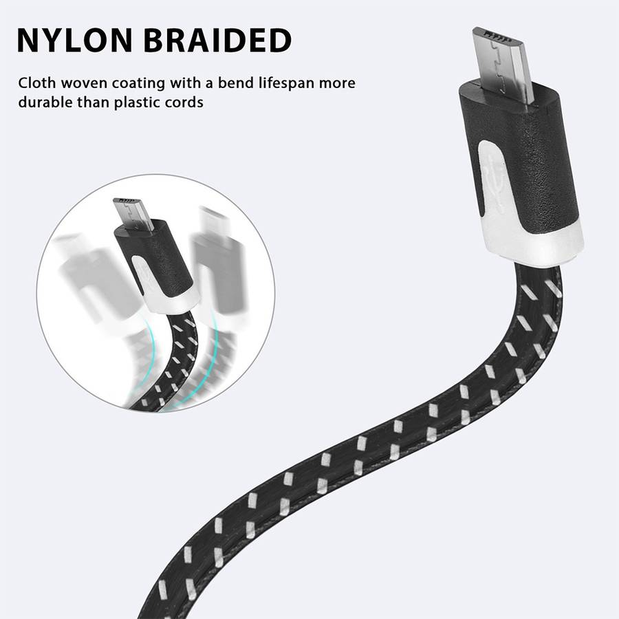 2m Woven Style Micro USB to USB Data / Charging Cable(Black)