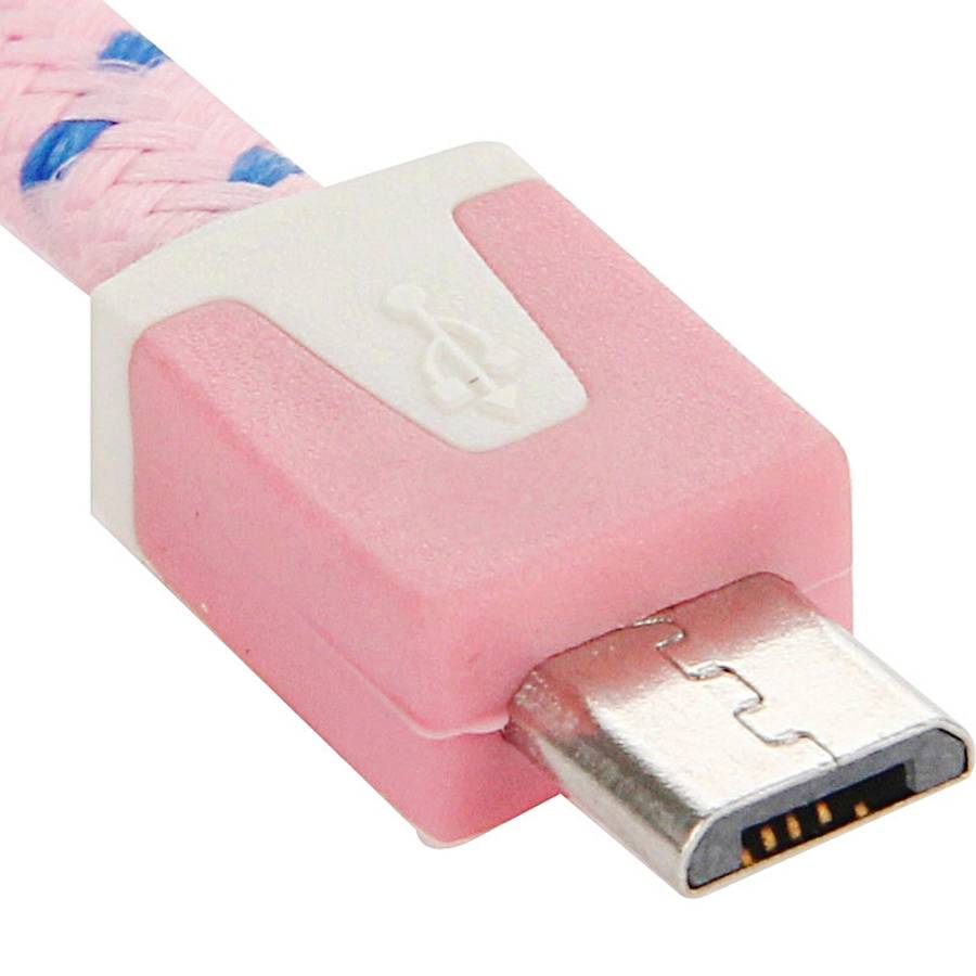 2m Woven Style Micro USB to USB Data / Charging Cable(Pink)