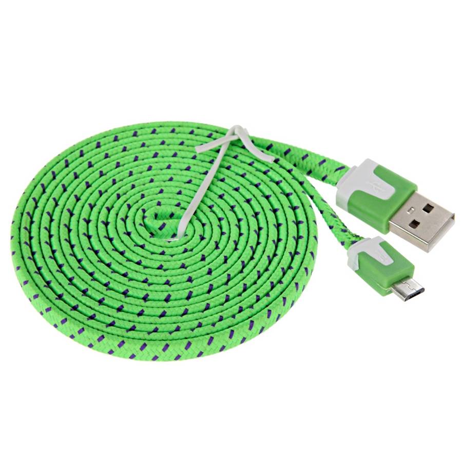 2m Woven Style Micro USB to USB Data / Charging Cable(Green)