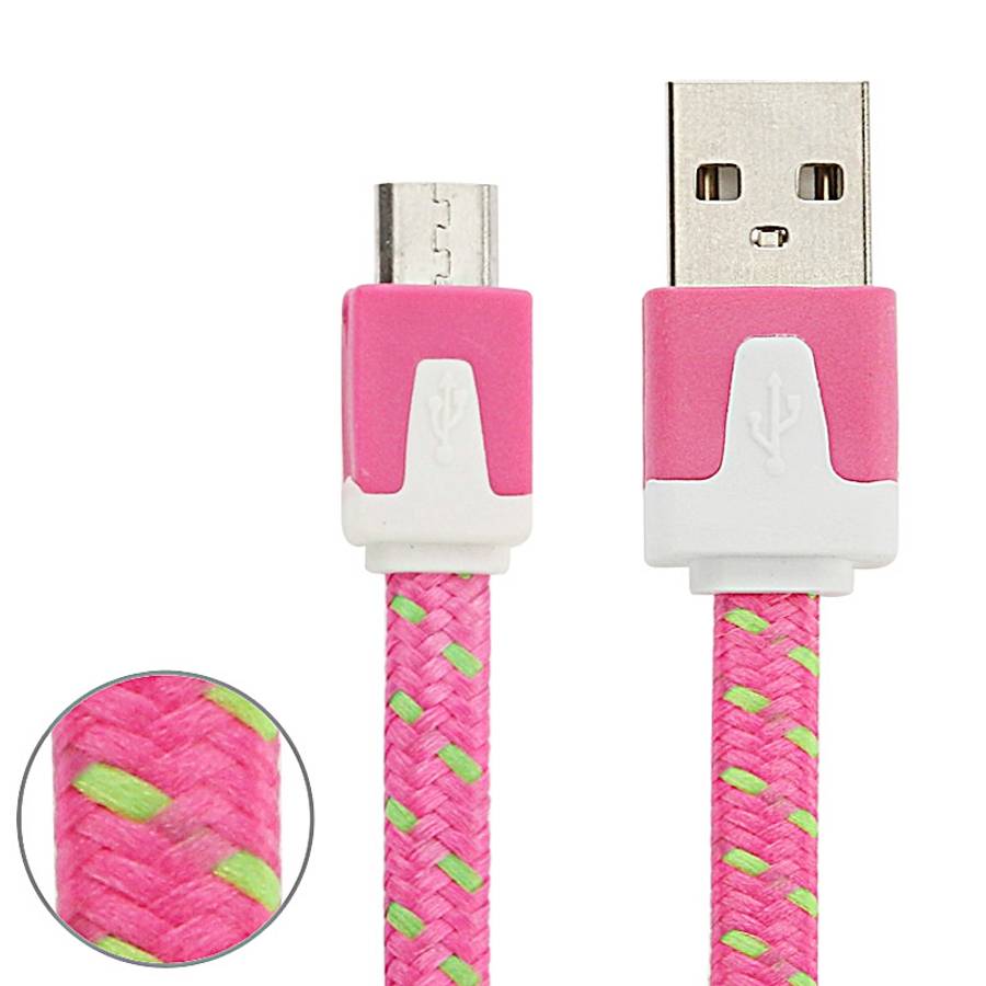 2m Woven Style Micro USB to USB Data / Charging Cable(Magenta)