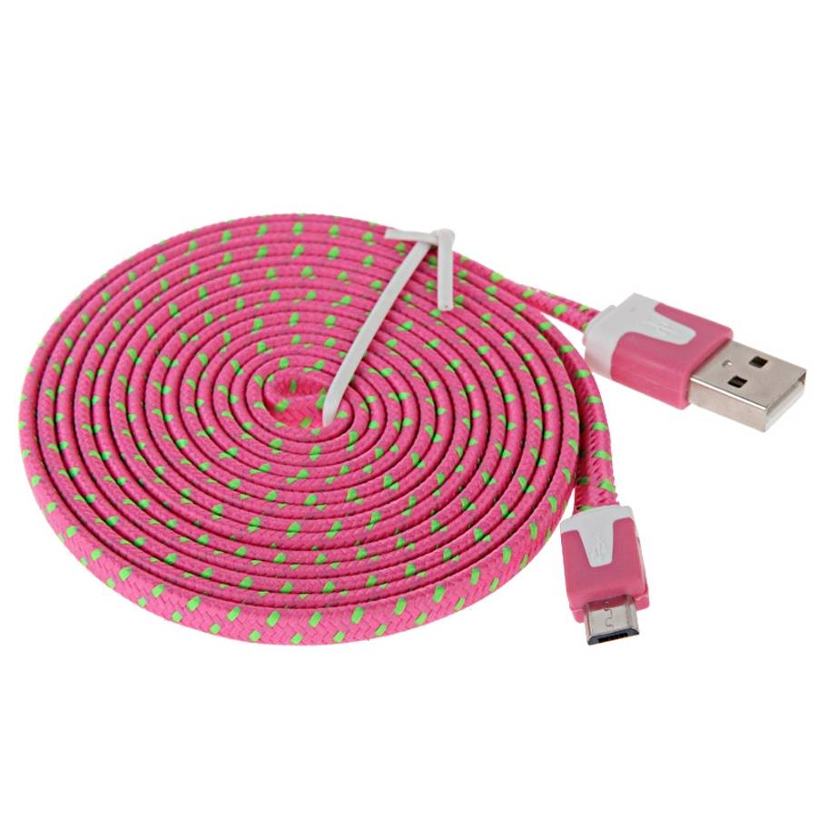 2m Woven Style Micro USB to USB Data / Charging Cable(Magenta)