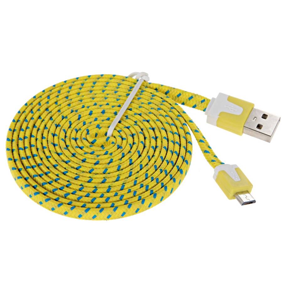 2m Woven Style Micro USB to USB Data / Charging Cable(Yellow)