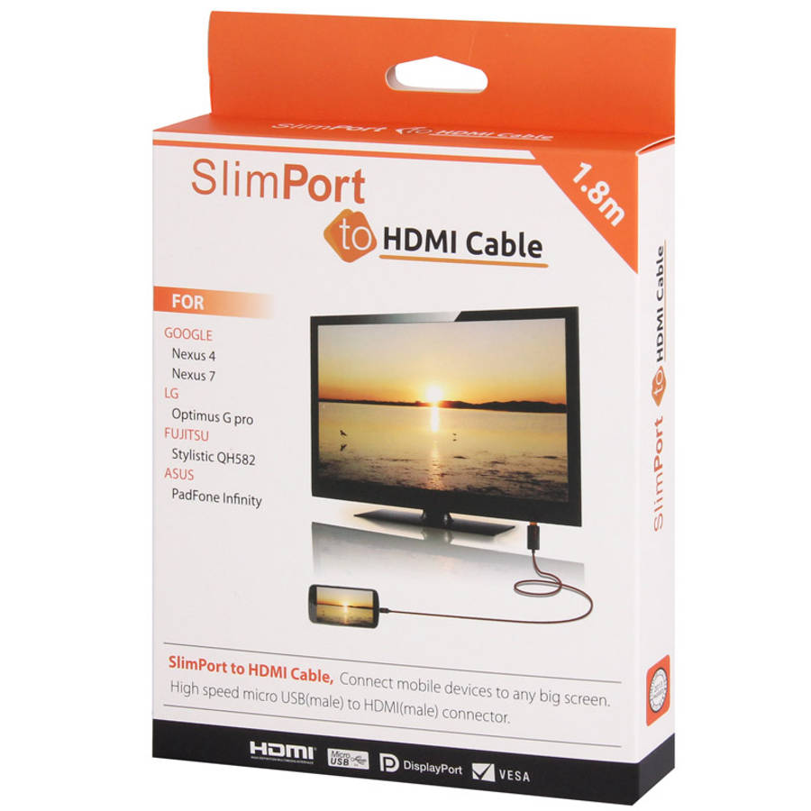 1.8m High Speed Micro USB Male SlimPort to HDMI Connector