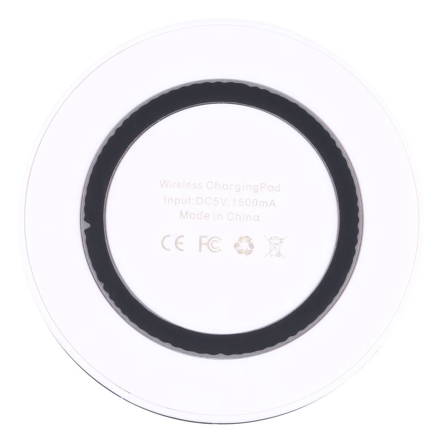 Universal QI Standard Round Wireless Charging Pad (White + Black)