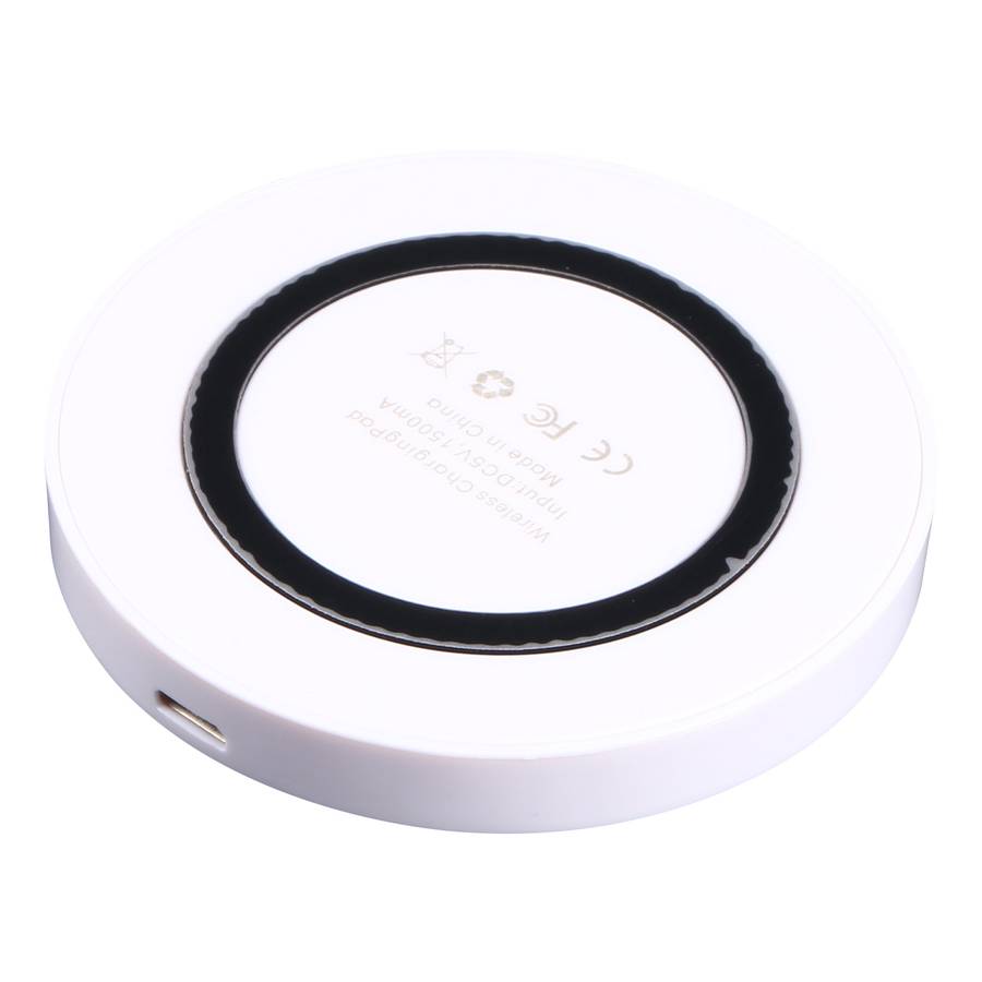Universal QI Standard Round Wireless Charging Pad (White + Black)