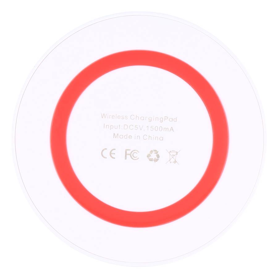 Universal QI Standard Round Wireless Charging Pad (White + Red)