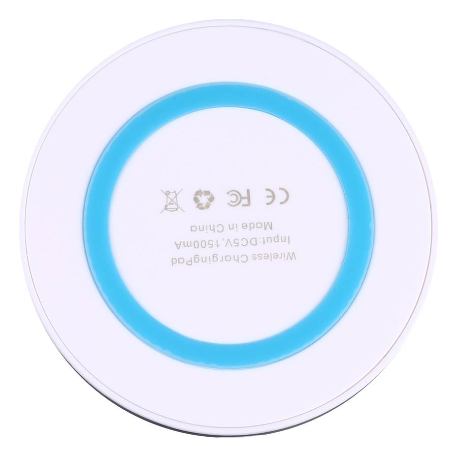 Universal QI Standard Round Wireless Charging Pad (White + Blue)