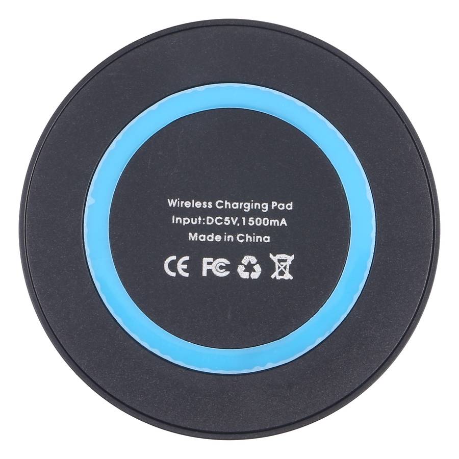 Universal QI Standard Round Wireless Charging Pad (Black + Blue)