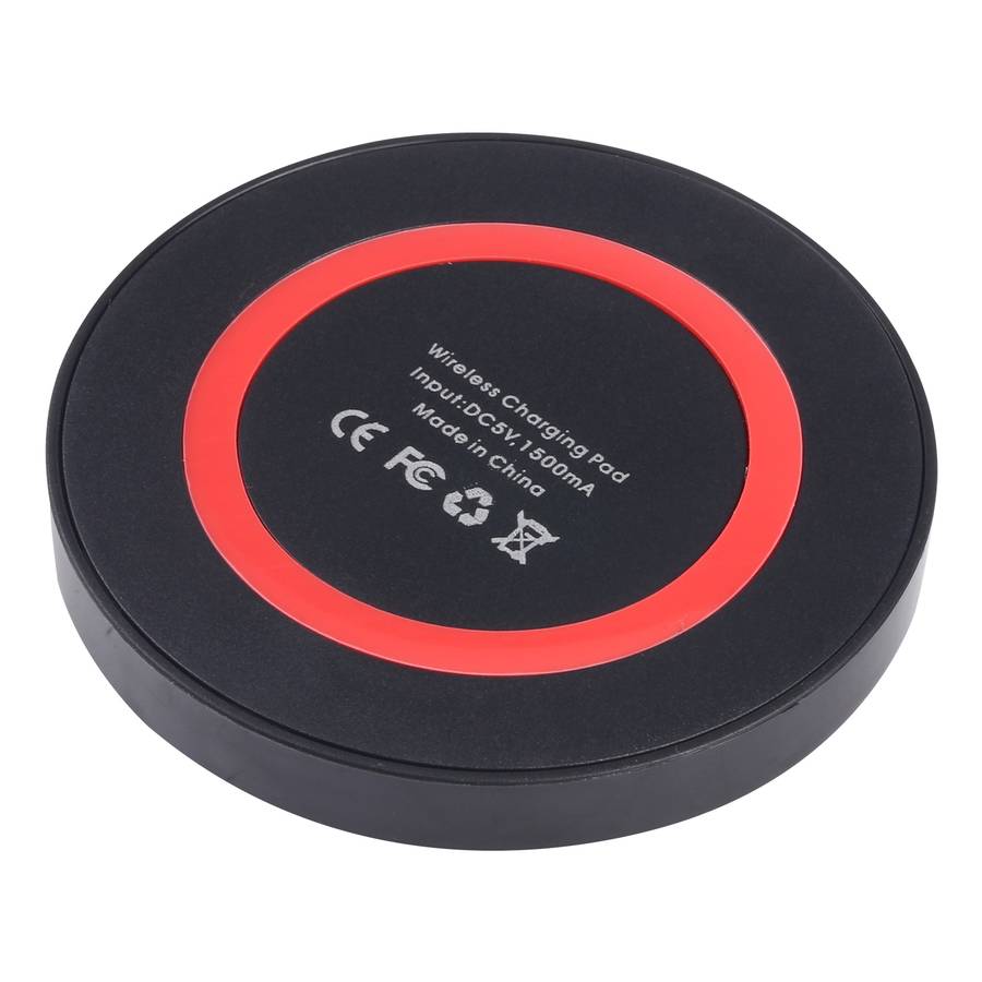 Universal QI Standard Round Wireless Charging Pad (Black + Red)