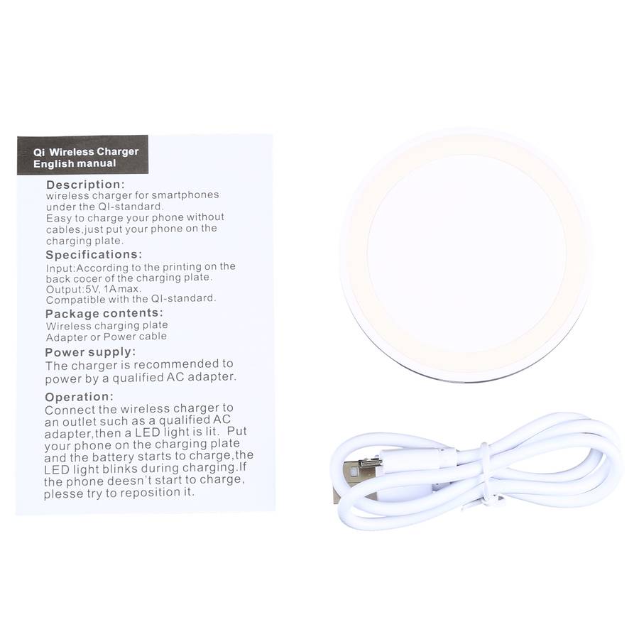 5W Universal QI Standard Round Wireless Charging Pad(White)
