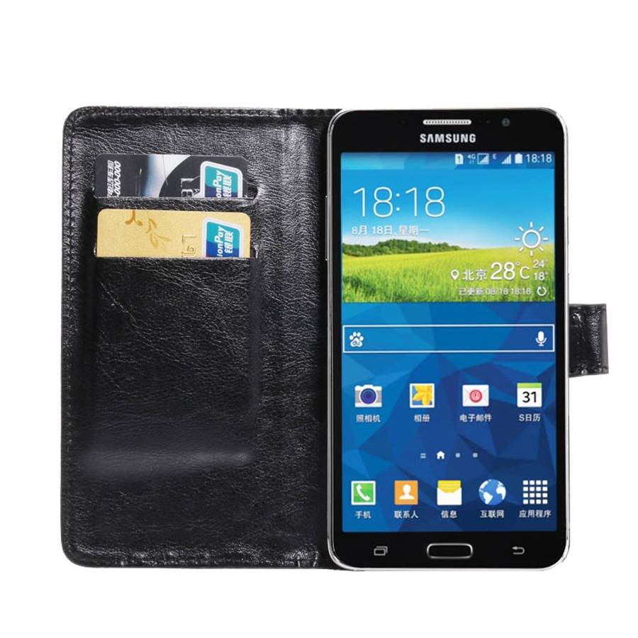 5.5-6.3 Inch Universal Crazy Horse Texture 360 Degree Rotating Carry Case with Holder ... (Black)