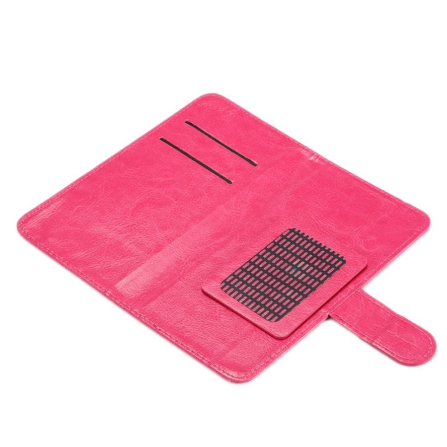5.5-6.3 Inch Universal Crazy Horse Texture 360 Degree Rotating Carry Case with Holde ... (Magenta)