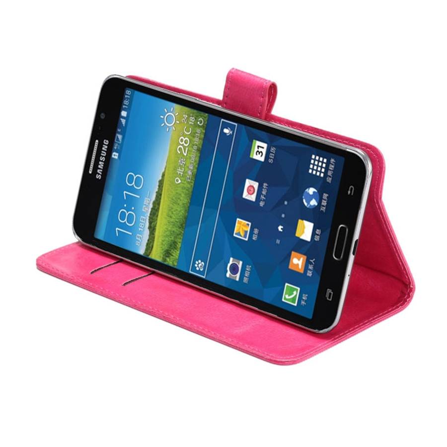 5.5-6.3 Inch Universal Crazy Horse Texture 360 Degree Rotating Carry Case with Holde ... (Magenta)