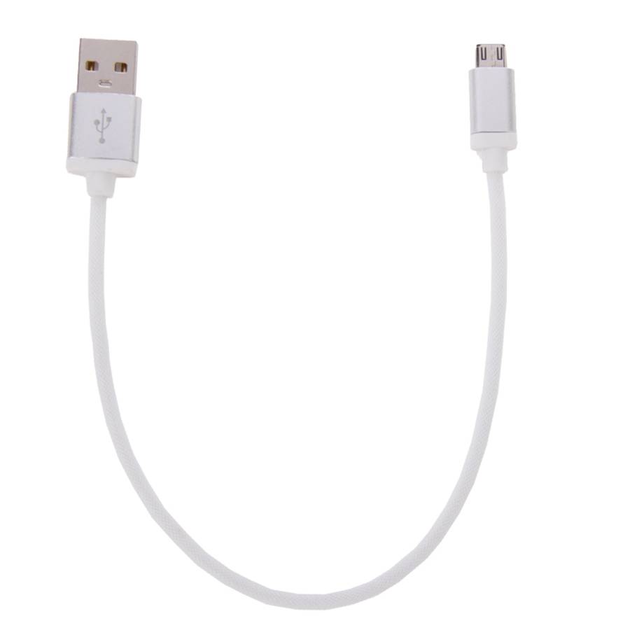 25cm Net Style Metal Head Micro USB to USB 2.0 Data / Charger Cable(White)