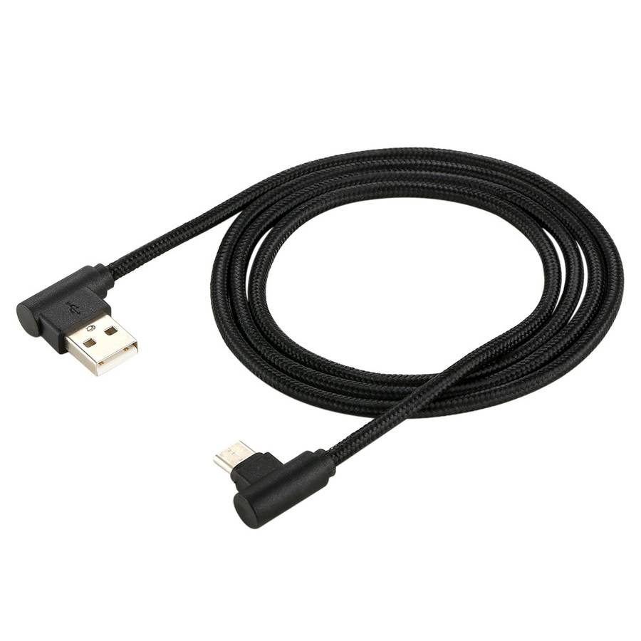 1m USB to USB-C / Type-C Nylon Weave Style Double Elbow Charging Cable(Black)
