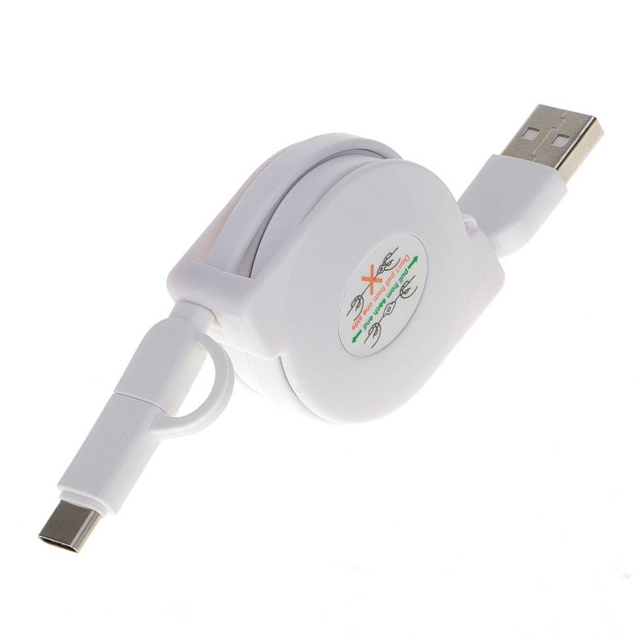 1m 2A Two in One Retractable Micro USB to Type-C Data Sync Charging Cable