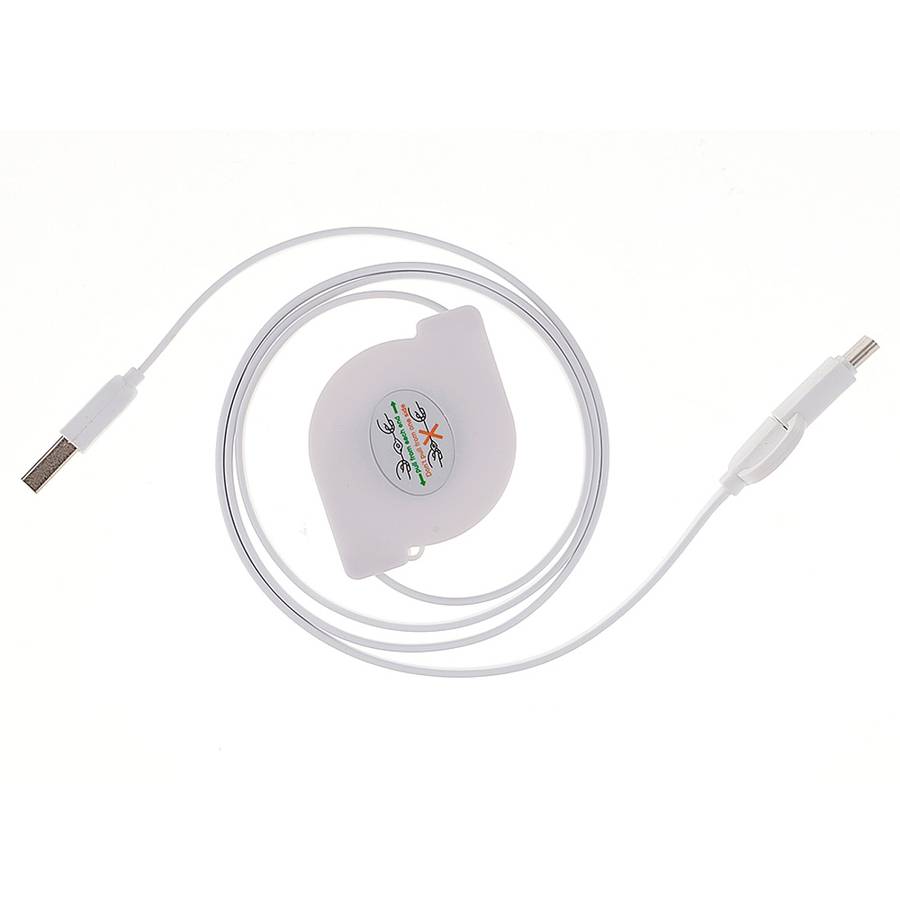 1m 2A Two in One Retractable Micro USB to Type-C Data Sync Charging Cable