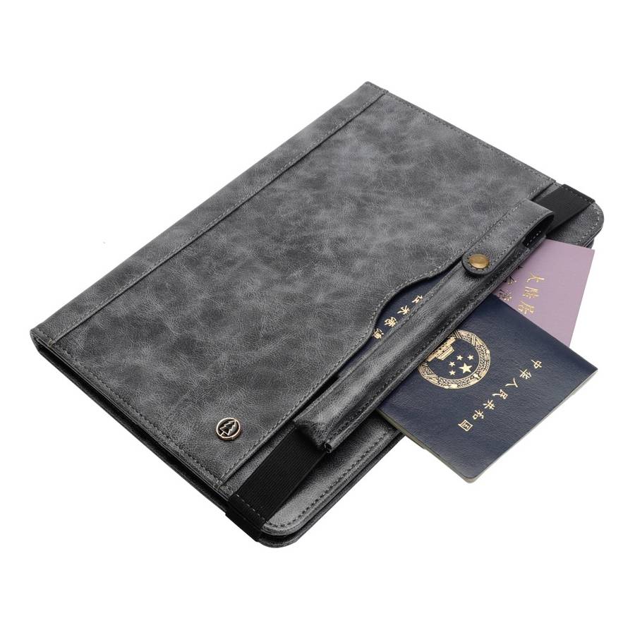 Horizontal Flip Leather Case for Galaxy Tab A T590 10.5 inch, with Double Card Slots & ... (Grey)