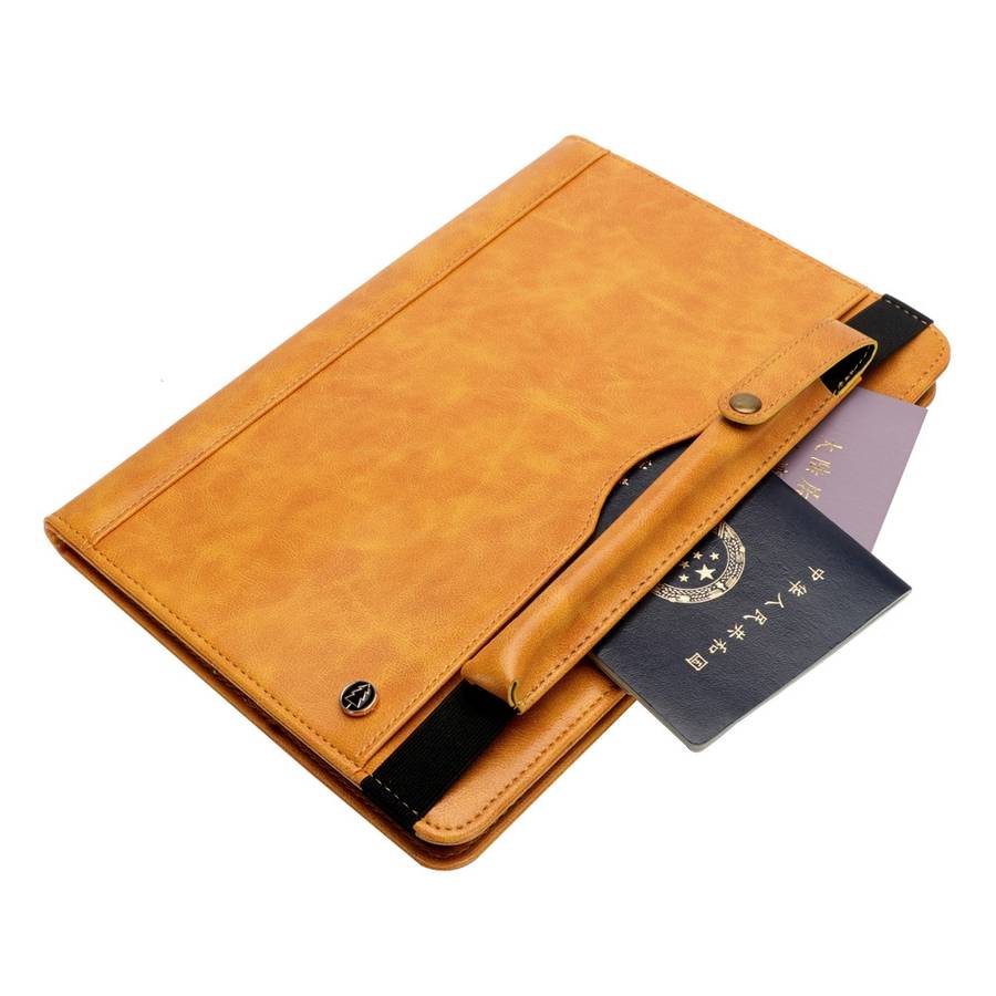 Horizontal Flip Leather Case for Galaxy Tab A T590 10.5 inch, with Double Card Slots ... (Yellow)