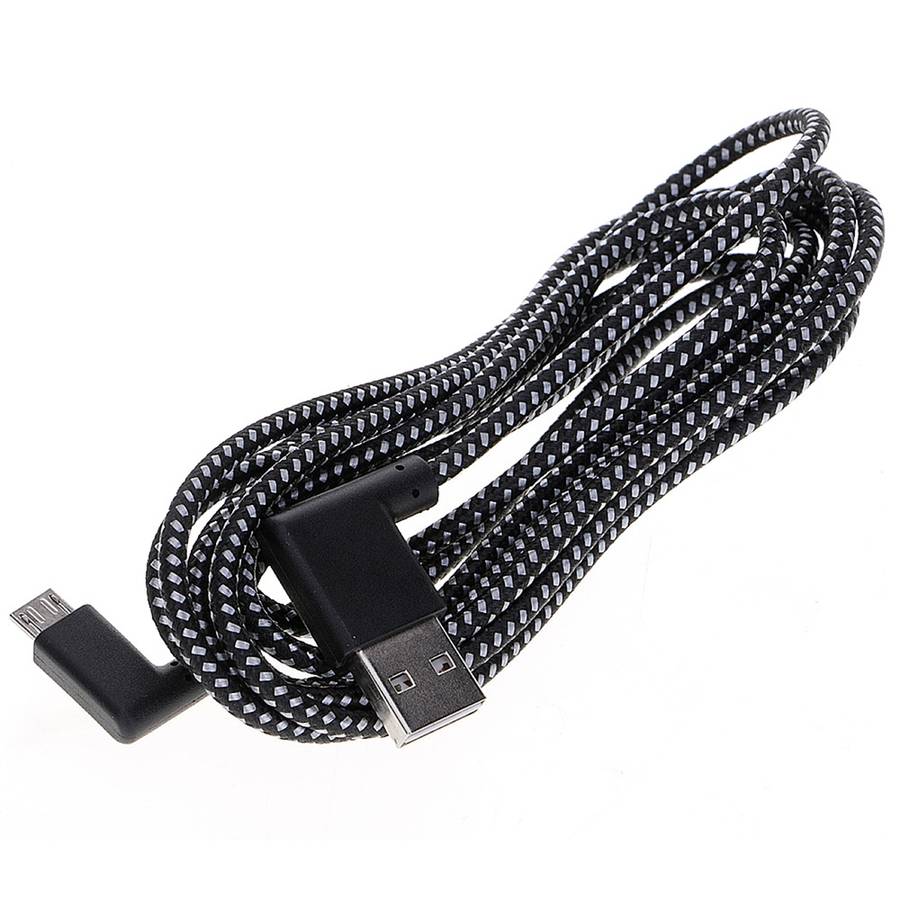 3m 2A USB to Micro USB Weave Style Double Elbow Data Sync Charging Cable