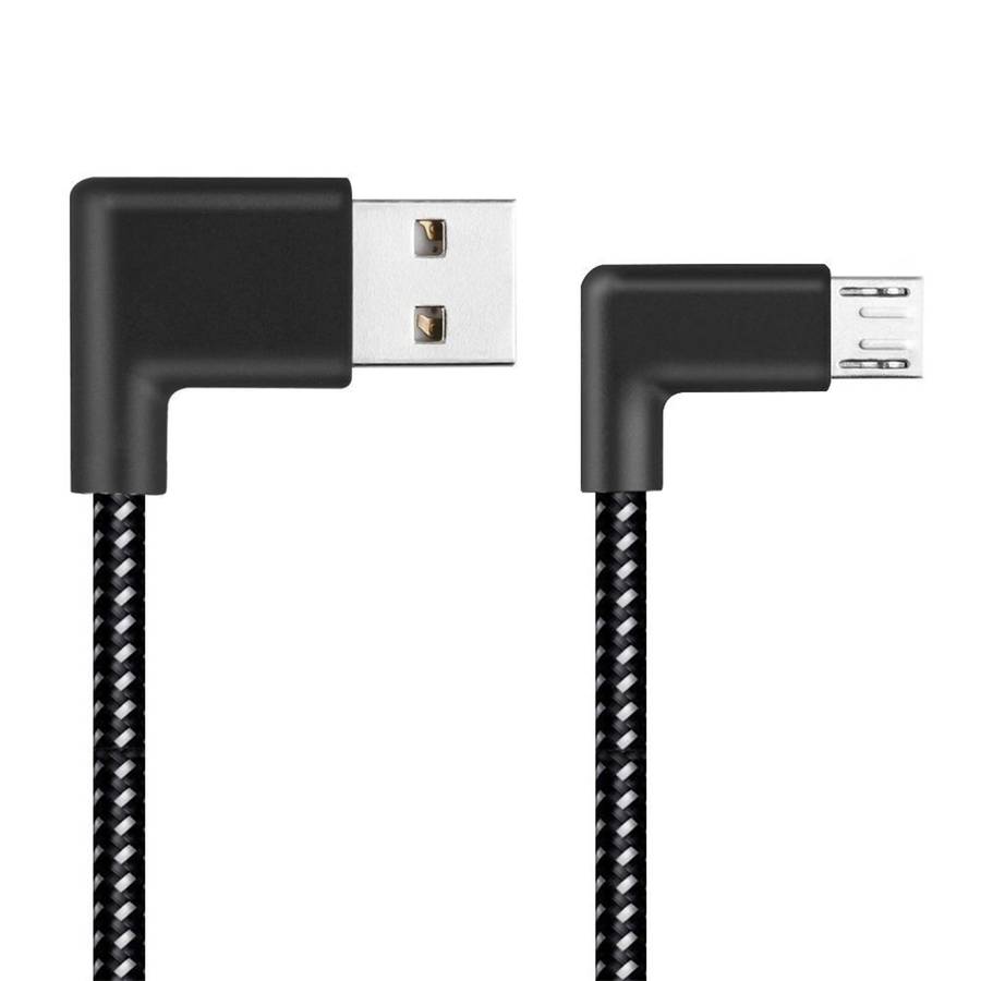 3m 2A USB to Micro USB Weave Style Double Elbow Data Sync Charging Cable