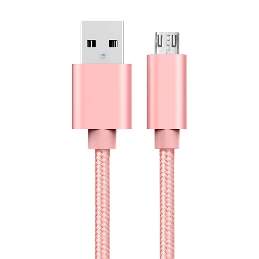 3A Woven Style Metal Head Micro USB to USB Data / Charger Cable, Cable Length: 3m(Rose Gold)