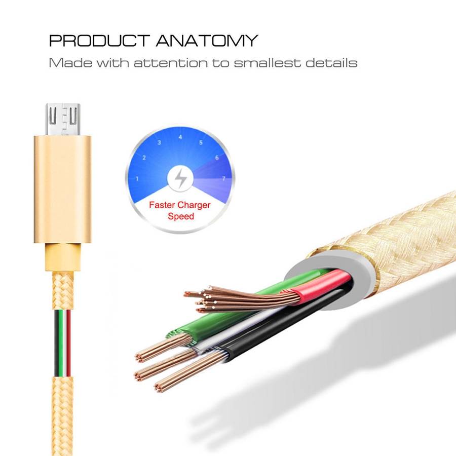 3A Woven Style Metal Head Micro USB to USB Data / Charger Cable, Cable Length: 3m(Yellow)