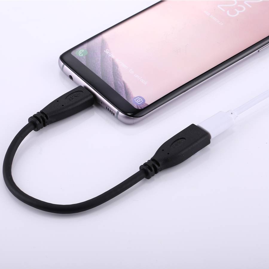 20cm USB-C / Type-C 3.1 Male to USB-C / Type-C Female Connector Adapter Cable(Black)