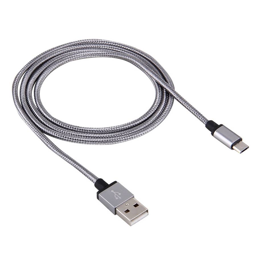 1m Woven Style Metal Head 58 Cores Micro USB to USB 2.0 Data / Charger Cable