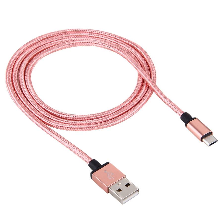 1m Woven Style Metal Head 58 Cores Micro USB to USB 2.0 Data / Charger Cable for Sam ... (Magenta)