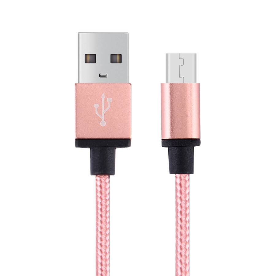 1m Woven Style Metal Head 58 Cores Micro USB to USB 2.0 Data / Charger Cable for Sam ... (Magenta)