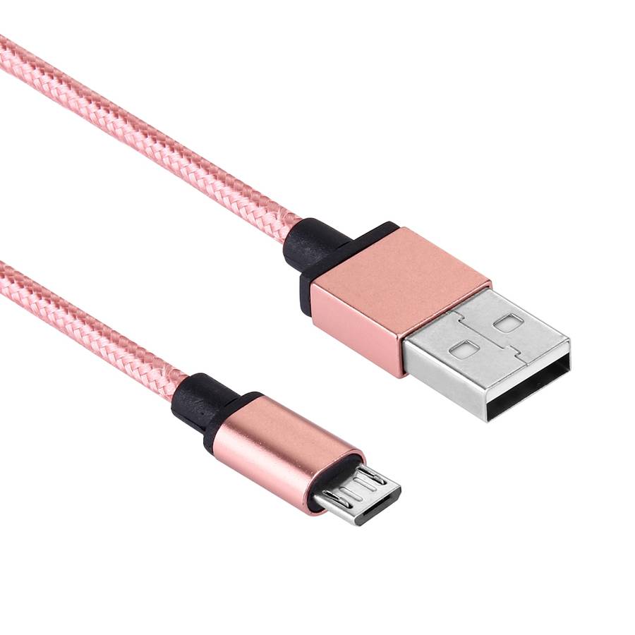 1m Woven Style Metal Head 58 Cores Micro USB to USB 2.0 Data / Charger Cable for Sam ... (Magenta)