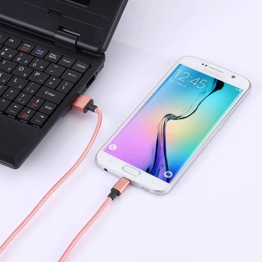 1m Woven Style Metal Head 58 Cores Micro USB to USB 2.0 Data / Charger Cable for Sam ... (Magenta)