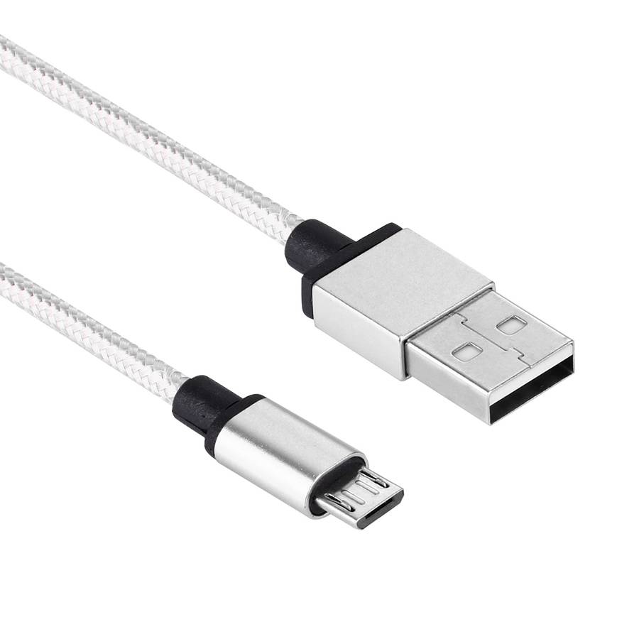1m Woven Style Metal Head 58 Cores Micro USB to USB 2.0 Data / Charger Cable