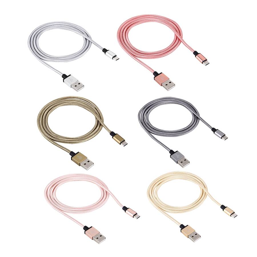 1m Woven Style Metal Head 58 Cores Micro USB to USB 2.0 Data / Charger Cable