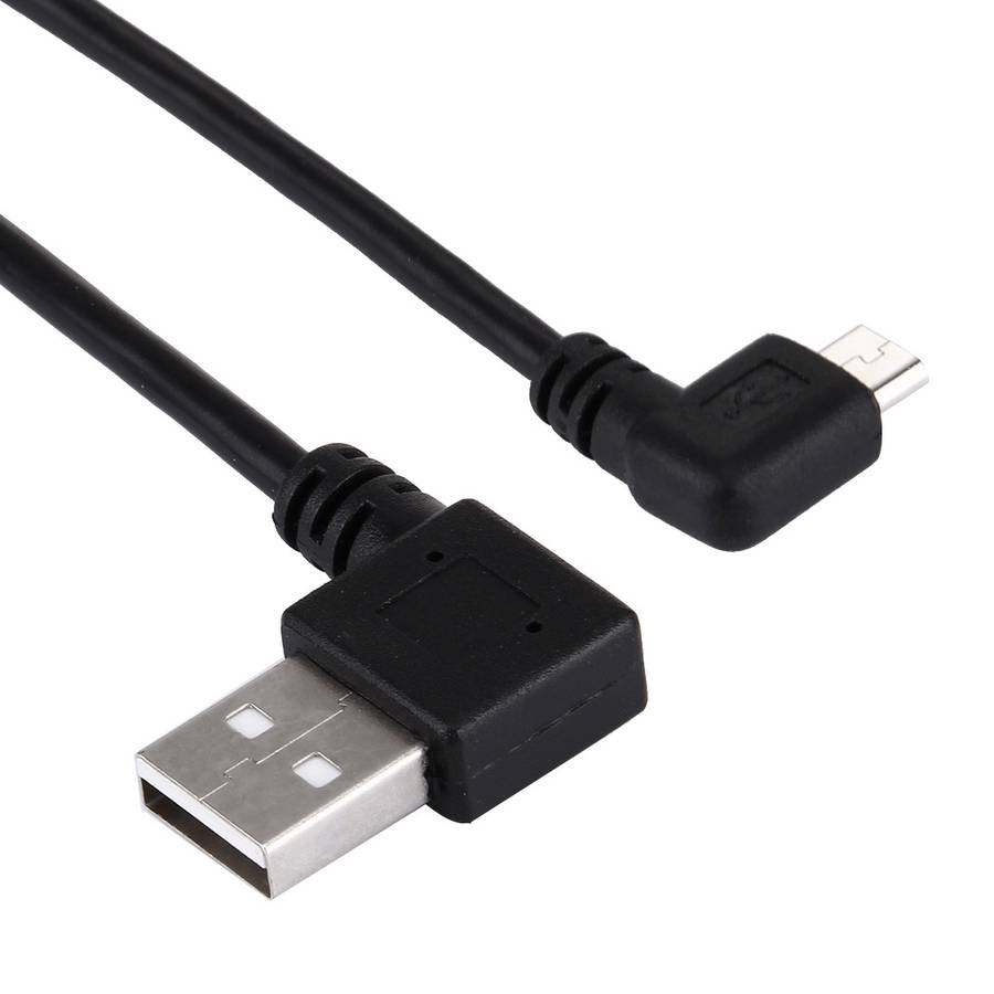 20cm USB 2.0 Male Bent Right Turn Reversion 90 Degrees to Micro USB Male Bent Data Charging Cable