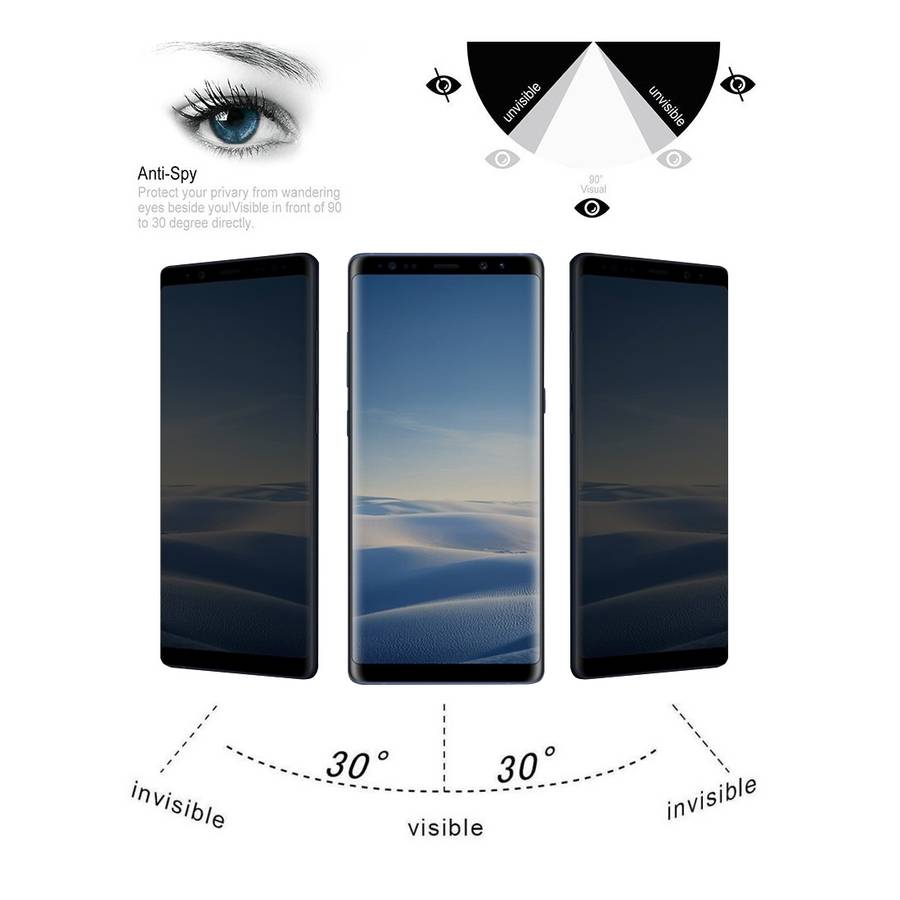 For Galaxy Note 8 0.26mm 9H Surface Hardness 3D Curved Privacy Anti-glare Non-full Screen Tempered G