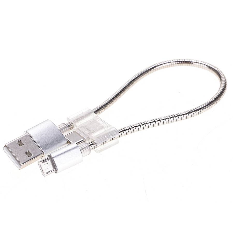 24cm 2A Micro USB + USB-C / Type-C to USB Flexible Data Charging Cable(Silver)
