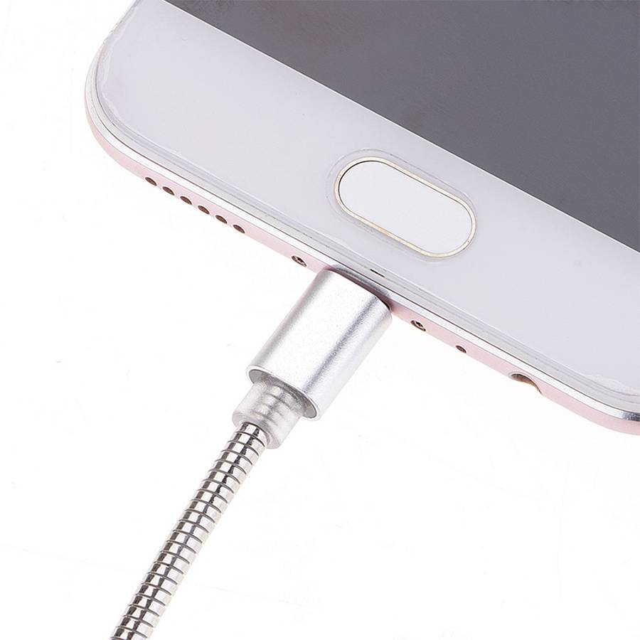 24cm 2A Micro USB + USB-C / Type-C to USB Flexible Data Charging Cable(Silver)