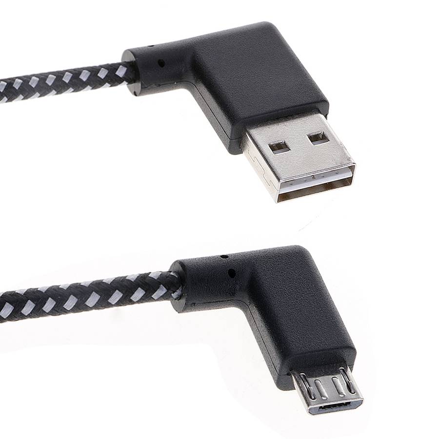 2m 2A USB to Micro USB Weave Style Double Elbow Data Sync Charging Cable