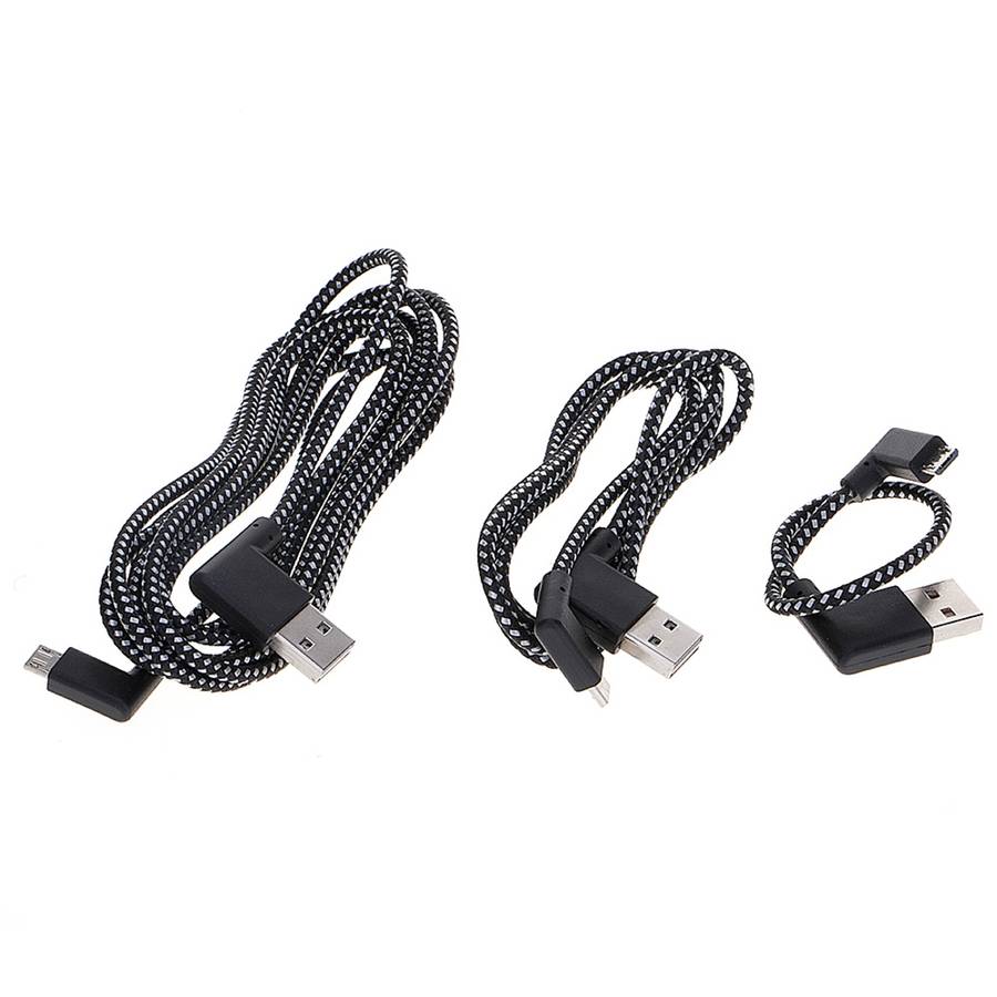 2m 2A USB to Micro USB Weave Style Double Elbow Data Sync Charging Cable