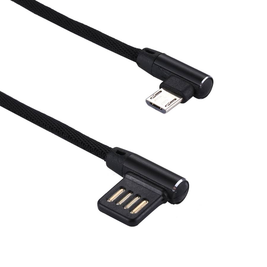 1m 2.4A Output USB to Micro USB Double Elbow Design Nylon Weave Style Data Sync Charging Cable