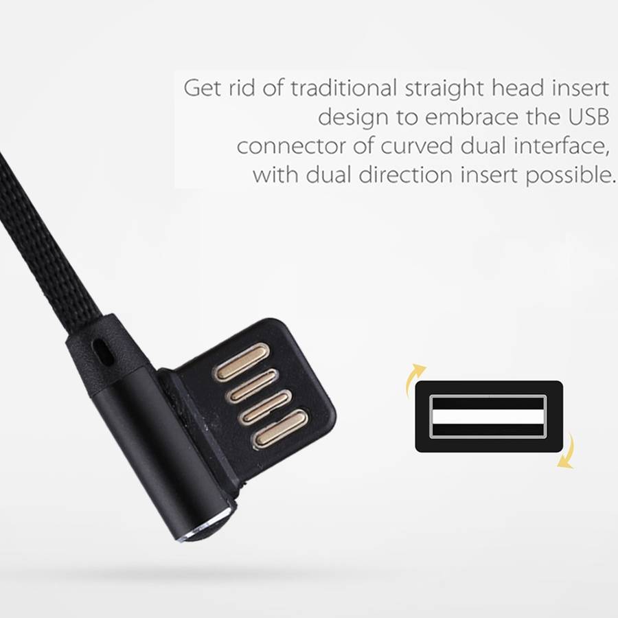 1m 2.4A Output USB to Micro USB Double Elbow Design Nylon Weave Style Data Sync Charging Cable