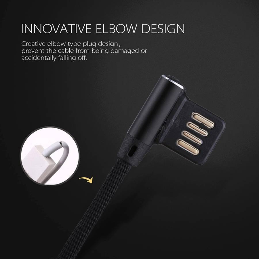 1m 2.4A Output USB to Micro USB Double Elbow Design Nylon Weave Style Data Sync Charging Cable