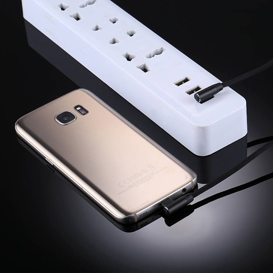 1m 2.4A Output USB to Micro USB Double Elbow Design Nylon Weave Style Data Sync Charging Cable